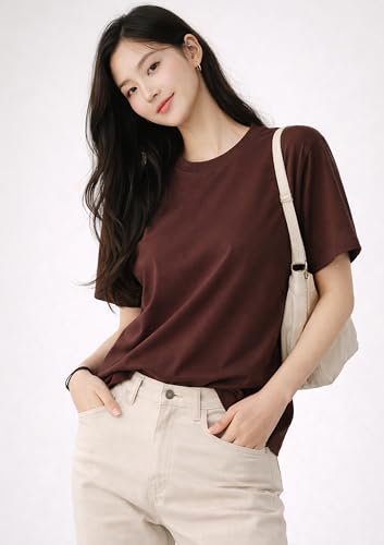 Image of London Hills Tshirt for Woman | T Shirt for Woman Cotton Casual Tops | Tshirts Shirts for Women Round Neck Short Sleeve | Women Tees Everyday Wear Basic T Shirts for Womans (Pack of 4)