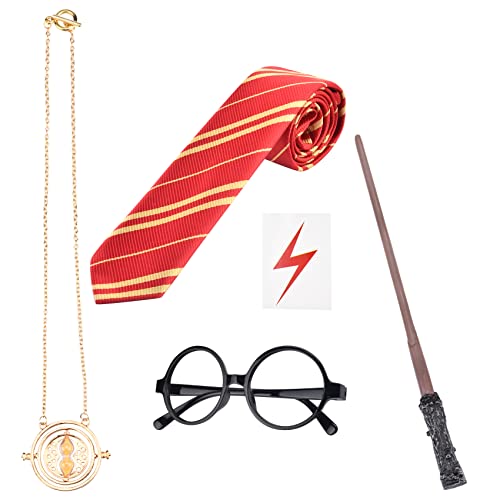 Abitoncc ABITONCC-006 5Pcs Wizard Costume Accessories Set Cosplay Props Gifts Magic Wand Tie Necklace Eyeglass Frame cover