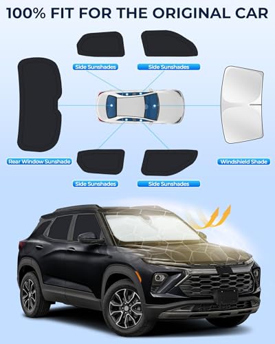 Image of for Chevrolet Trailblazer 2021-2025 Car Window Shades, 6pcs Privacy Sun Shade Set for Front Windshield Side and Rear Windows, Full Window Covers Keeps Vehicle Cool for Camping Napping