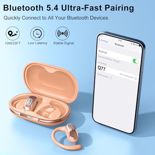 Image of Qecnato Open Ear Headphones for Sports & Work, 50H Battery, Orange
