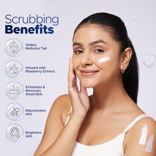 Image of Hilary Rhoda De-Tan Face & Body Scrub | De-Tan, Exfoliate & Dead Skin Removal | Face & Body Scrub | Blueberry Extract | Removes Blackheads & Whiteheads | Encourages Healthy Skin - 200g (Blueberry Burst - Shade 01)
