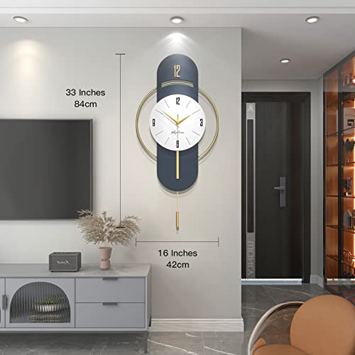Jtwalclock Large Wall Clocks For Living Room Decor Modern Wood Metal Silent Decoration Wall Clock Battery Operated Non-Ticking For Kitchen Bedroom Office Home 16 Inch Clock Wall Decor For Indoor House #TOP2
