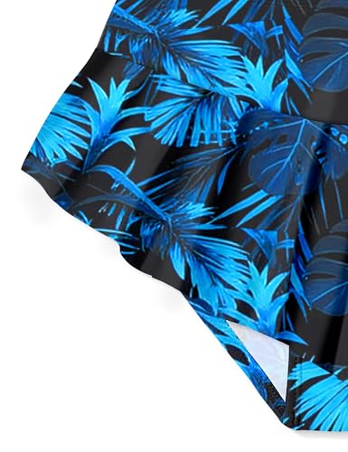 Image of Qaoerde Girls Swimsuit Tropical Print Bikini Set with Ruffle Hem Two Piece Criss Cross Bathing Suits for Girls 7-16 Years