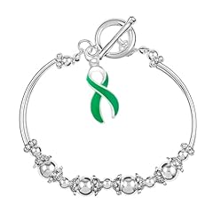 Green Ribbon Partial Beaded Bracelet