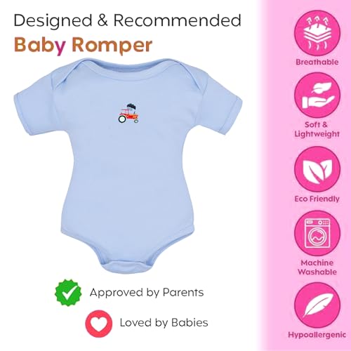 Image of VParents Rompers for New Born Baby Girl & Boy (Pack of 3), 100% Cotton Half Sleeve Romper /Bodysuit /Jumpsuit /Onesies /Sleepsuit For Infants & Toddlers, Comfortable Daily Wear Clothes For Babies