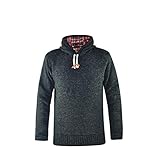 MATERIAL WOLLPULLOVER HERREN: Der Ethno Kapuzenpullover ist außen aus 100% Wolle und das Innenfutter aus 100% Baumwolle gefertigt. Die Außenseite ist grob gestrickt, die Innenseite ist mit kariertem, farblich abgestimmten Muster ausgestattet