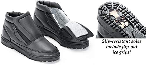 Collections Etc Water Resistant Fleece Insulated Snow Boots with Flip-Out Ice Grippers and Skid-Resistant Soles4