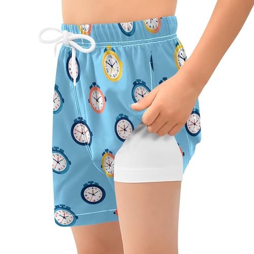 Cute Clock Boys' Swim Trunks Compression Liner Quick-Drying Casual Shorts for Kids B04049263