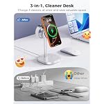 havit 3 in 1 Wireless Charger, Qi2.2 Certified 25W Magnetic Charging Station with Active Cooling for iPhone 17/16/15/14/13/12, Apple Watch & AirPods, 45W Adapter Included, Silver - Image 4