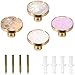 Coat Hook Unique Brass 4 Pack Individual Partition Pole Heavy Duty Wall Mounted Colorful Ornate Crystal Command Knob Decor for Girls Room, Hanging Coats, Scarves, Bags, Towels, Keys