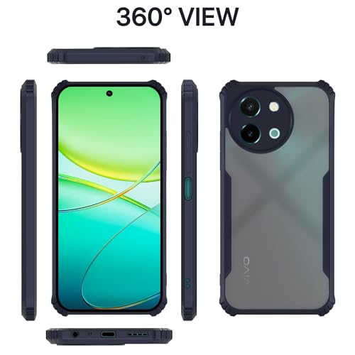Image of Pikkme Vivo Y38 5G Back Cover | Crystal Clear Transparent Back | Ultra Hyrbid | Full Camera Protection | Raised Edge | Bumper Back Case (Blue)