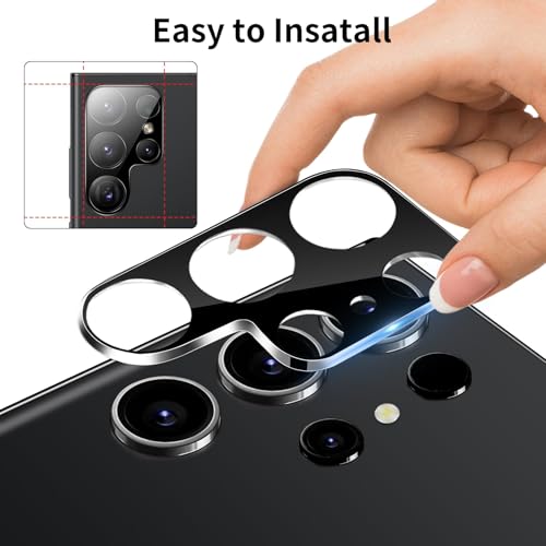 Image of U.T.Z For Samsung Galaxy S25 Ultra Camera Lens Protector, 3D Lens Protectors, Scratch-Resistant Tempered Glass, Samsung Galaxy S25 Ultra Lens Cover Case Friendly, 1 Set, Black