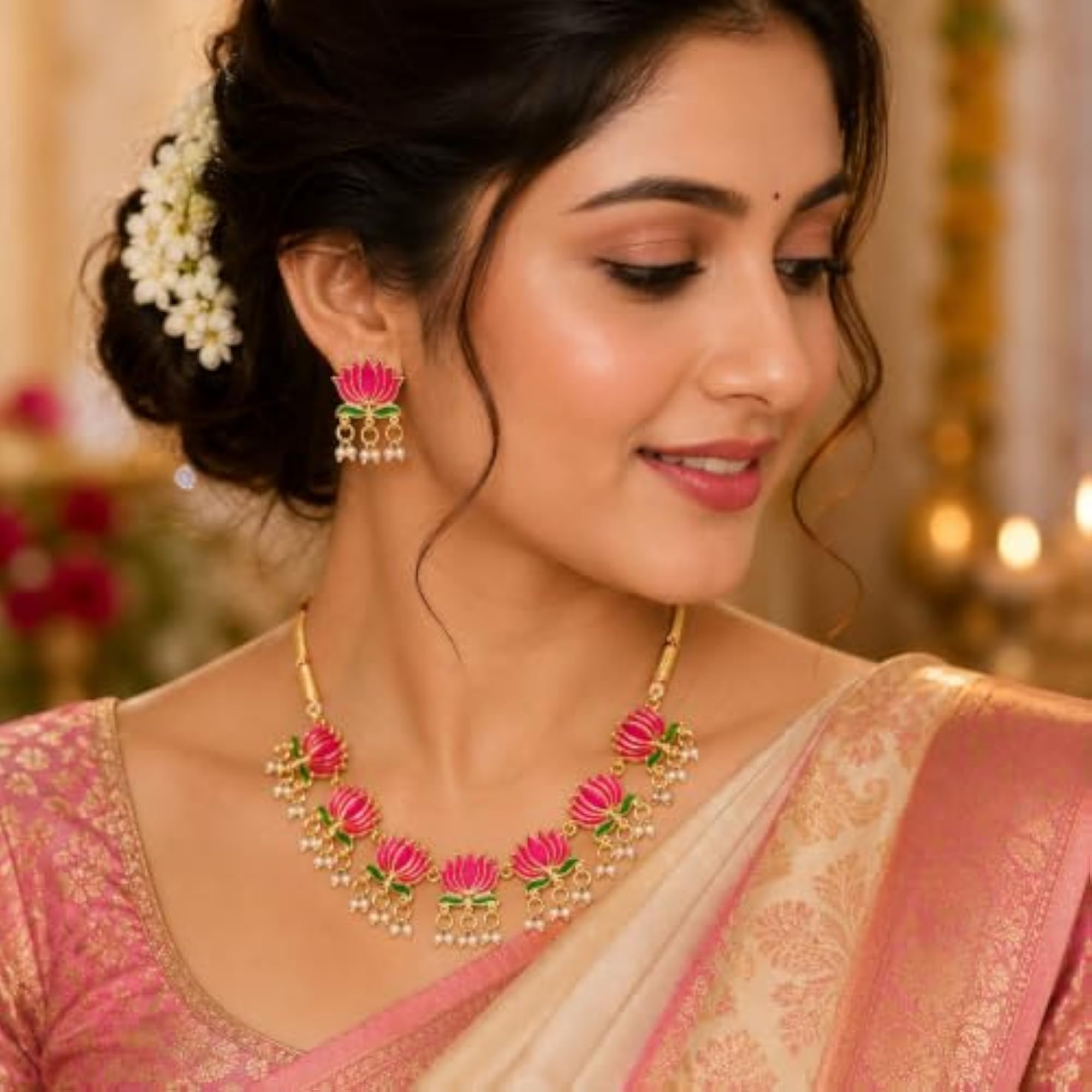 Lotus Necklace Set for Women & Girls