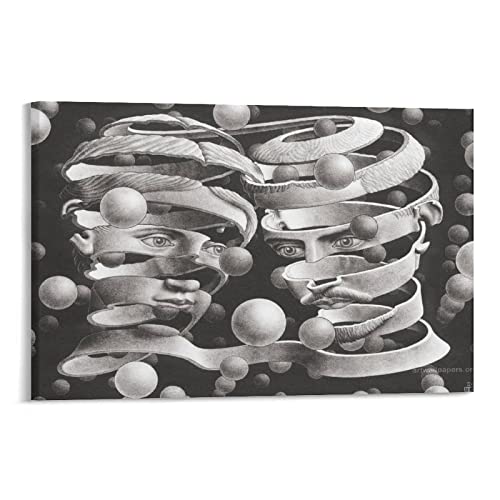 MC Escher Affiche d'art mural célèbre néerlandais Impression sur toile Tableau sur toile Décoration de salon Maison 20 x 30 cm