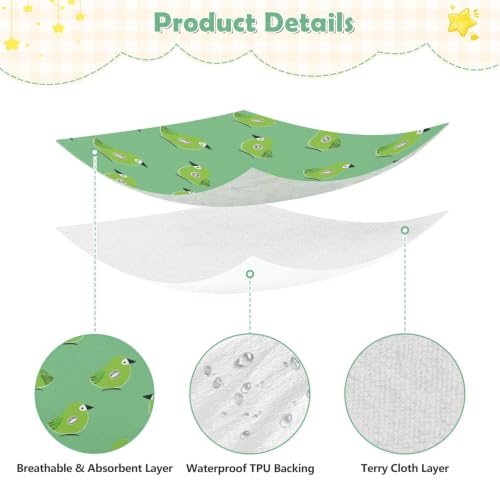 Drap de berceau imperméable lit sec bébé garçon style oiseau vert jade - 6
