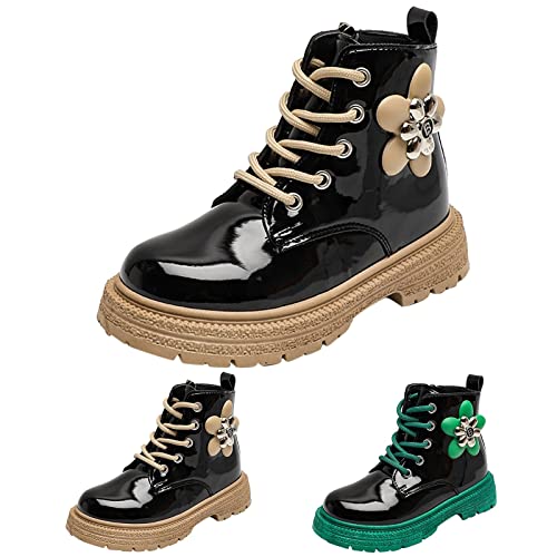 Boys Girls Winter Boots Waterproof Lace Up Glitter Mid Calf Boots Shoes with Side Zipper for Toddler/Kid/Big Kid (A, 10.5-11 Years Big Kids)4