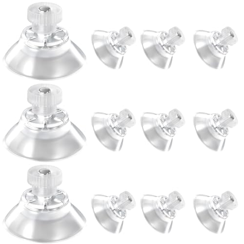 12pcs Suction Cups with Screws and Nuts,1inch Suction Cup Hooks for Glass Window,PVC Plastic Sucker Pads for Glass Mirror Window Wall Door and Other Smooth Flat