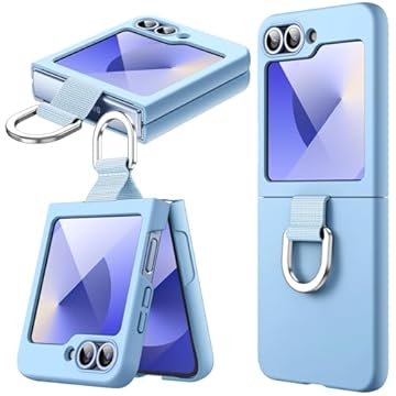 JETech Capa para Samsung Galaxy Z Flip 6 2024 com Anel, PC Rígido Fino À Prova de Choque Anti-Arranhões Estojo Protetora para Telefone (Azul)