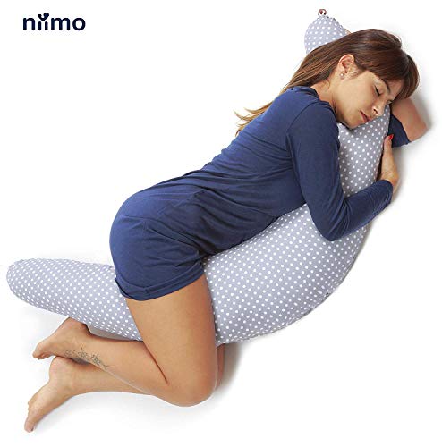 Niimo Cuscino Gravidanza per dormire e Allattamento Neonato Ergonomico XXL Sfoderabile Multifunzionale Riduttore e Paracolpi Lettino Supporto Pancia Schiena Gambe Mamma Federa 100% Cotone