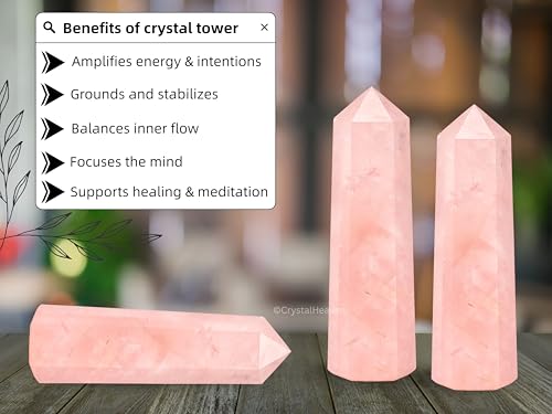 Image of Crystal Heaven Certified Star Rose Quartz Crystal Tower Obelisk Point For Chakra, Healing And Balancing - Aaa Grade Original Certified Gemstone Agate For Reiki Meditation Yoga Spiritual (3-4 Inches)