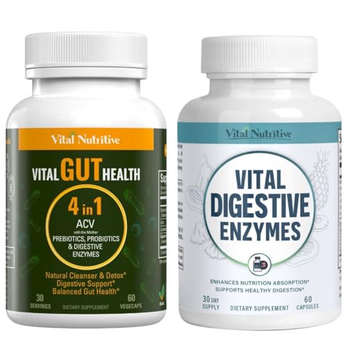 VITAL NUTRITIVE Gut Health & Digestive Enzyme Bundle – Probiotics, Prebiotics, Digestive Enzymes & Apple Cider Vinegar – Supports Gut Health & Digestive Comfort for Men & Women