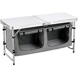 Armario Fregadero Camping WOLTU Mesa de Camping Cocina de Acampada Málaga Mesa Plegable Mesa de Acampada Aluminio, Mesa de Picnic Altura Ajustable 120x47x62/69.5 cm, CPT8139wgr
