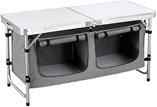 WOLTU Składana szafka kempingowa, aluminiowa, stół kempingowy z regulacją wysokości, z miejscem do przechowywania, do użytku na zewnątrz, w zestawie torba do przenoszenia, składany stół ogrodowy, na