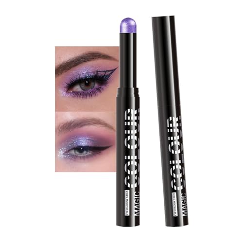 Purple Eyeshadow Stick, Metallic Shimmer Violet Pink Eyeshadow Pen, Highly Pigmented Buildable Eye Color, Eyes Makeup Gift for Women Easy to Blend Brightener