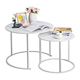 HollyHOME Modern Round Side Table Set of 2, Contemporary Accent Coffee and Snack End Table with...