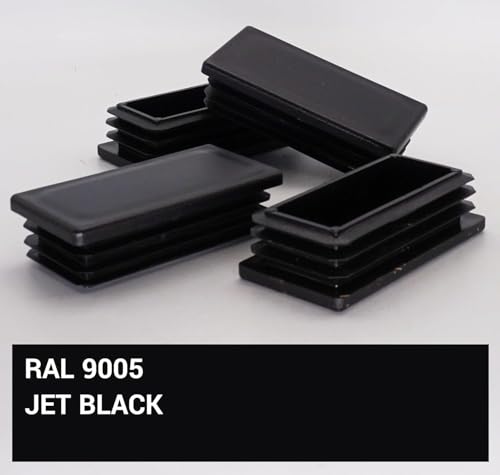 Image of (Pack of 10) Rectangular Plastic Plugs 1-9 /16 inch x 3-5 /32 inch (40 x 80 mm), Matt Tube Inserts, Fence Post Caps, Jet Black RAL 9005