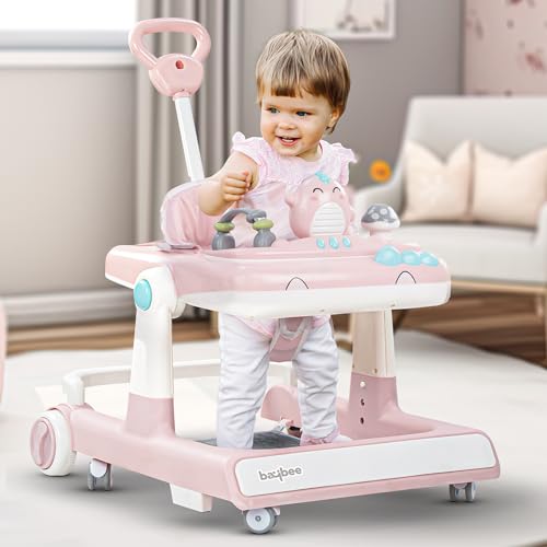 Image of Baybee Baby Walker for Kids with Height Adjustable & Tray, Activity Walker for Baby with Musical Toy Bar (Flix Pink)