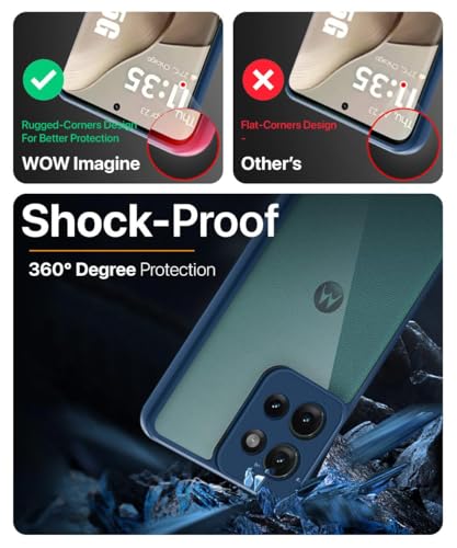 Image of WOW IMAGINE Shockproof Hybrid Back Cover for Motorola Moto Edge 50 5G | Hard Slim fit Back Case | PC & TPU | Clear Transparent Case - Blue