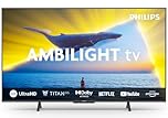 Philips Ambilight 43PUS8109 4K LED Smart TV - 43-Zoll Display mit Pixel-präziser Ultra HD, Titan OS Plattform und Dolby Atmos, Funktioniert mit Alexa und Google Sprachassistent - Satiniertes Chrom