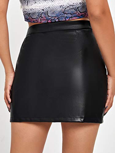 Shein Women's High Waisted Faux Leather Bodycon Split Slim Mini Pencil Skirt Black Medium #TOP18