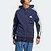 adidas Men's Essentials 3-Stripes Fleece Full-Zip Hoodie, Ink