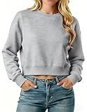 LETSEE Lightweight Cropped Sweatshirt for Women Crewneck Casual Pullover