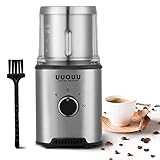 UUOUU Molinillo de Café Eléctrico 350W Molinillos de Especias con Gran Capacidad (100g) Desmontable Molino Multifuncional Tazón de Acero Inoxidable - Plateado(CG-9535A) 3 años de Garantía