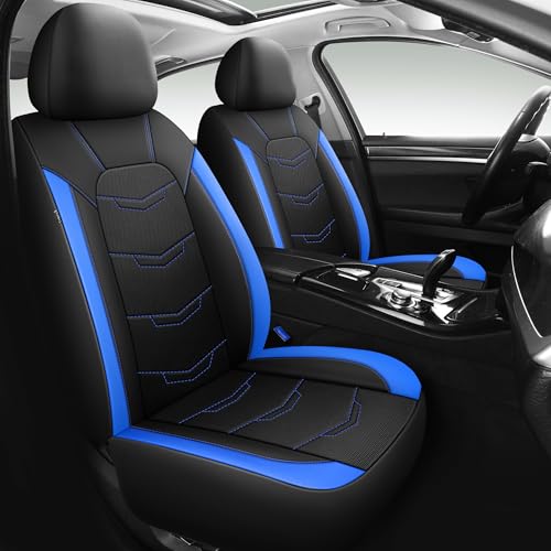 Image of HChengkikz Front Car Seat Cover, Breathable and Sporty (Black + Blue)