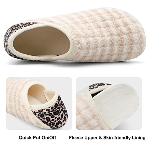 Fires Unisex Mens Slippers Womens Slippers Socks With Rubber Sole Fuzzy Slippers For Women Men House Slippers With Moisture-Wicking Velvet Lining Around Home Shoes For With Non Slip Rubber Soleindoor/Outdoor & Travel Beigestripe 9.5-10 Women/8-8.5 Men #TOP2