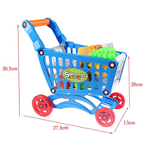 Mini Warenkorb Supermarkt Miniatur Trolley Dollhouse Decor Mit vollem Lebensmittel Lebensmittel Blaue Puppenhaus… – Bild 4