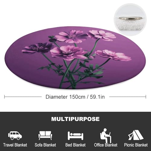 Couverture ronde 150 cm violette en plaid canapé et voyage - 3