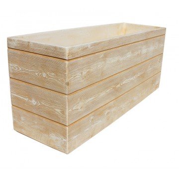 AnaParra Jardinera Rectangular Moderna en hormigón aligerado para Exterior Madera 90X29X37cm. Natural Ocre
