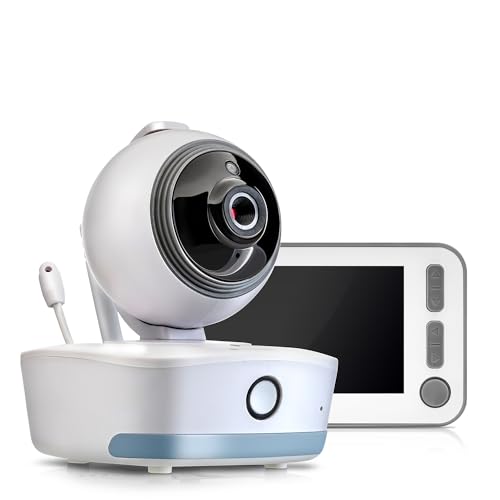 Reer 80440 Video-Babyphone mit Nachtsicht-Kamera und Bewegungsverfolgung, weiß, BabyCam XL