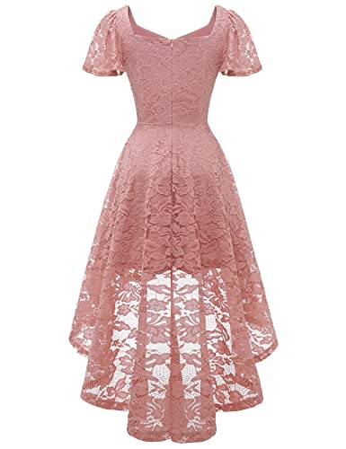 Muadress Women Floral Lace Bridesmaid Party Dress High Low Hem V Neck Formal Dresses For Wedding, Cocktail Blush Xxl #TOP6