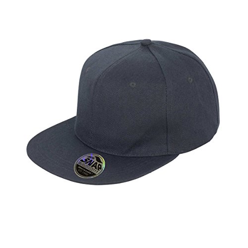 Result Unisex Core Bronx Original Flat Peak Snapback Solid Colour Cap (One Size) (Black)