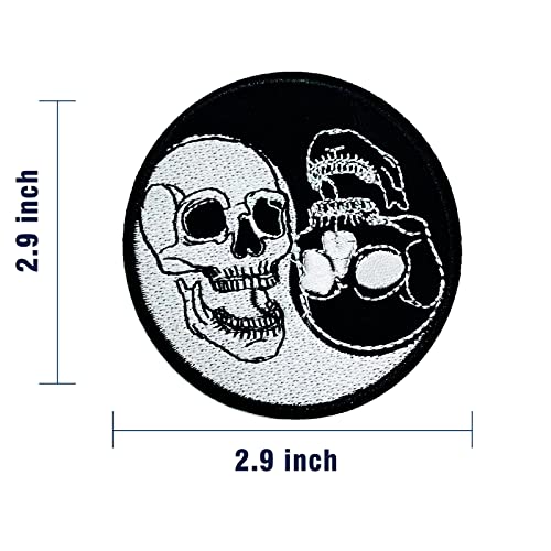 Wikineon Embroidered Iron On Patch, Funny Ghost Skull Patch - Punk Motorcycle Embroidered Applique Badge Iron On/Sew On Diy Clothing Accessories, Perfect For Backpack, Clothes, Hats & Jeans #TOP4