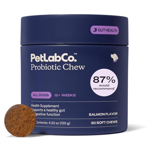 PetLab Co. Probiotics for Dogs, Support Gut Health, Occasional Diarrhea, Digestive Health & Seasonal Allergies - Salmon Flavor - Packaging May Vary - 30 Soft Chews