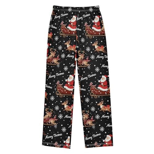 Christmas Pajama Pants Deer Snowflake Santa Long Sleep Pants Lounge Bottoms
