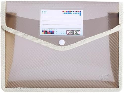 Livmorx ファイル袋 ボタン式 A3、A4、A5サイズ 大容量 クリアファイル 透明 防水 ファイルケース 名刺ポケット付き 資料 書類 整理 分類収納 文房具 (5個入りA5,グレー)