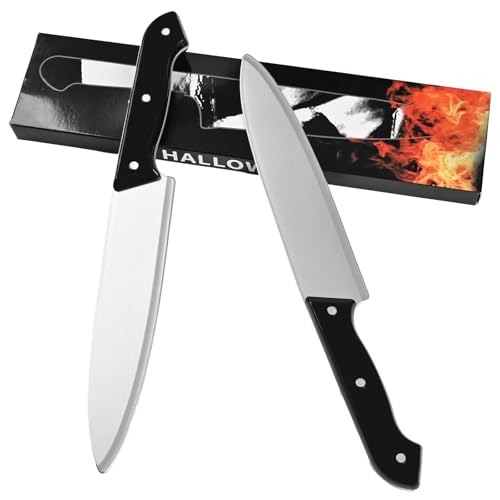 ZUADOKL Fake Knife Prop 2Pcs Halloween Kills Butcher Knife Prop Horror Movie Cosplay Costume Prop for Halloween (2Pcs)